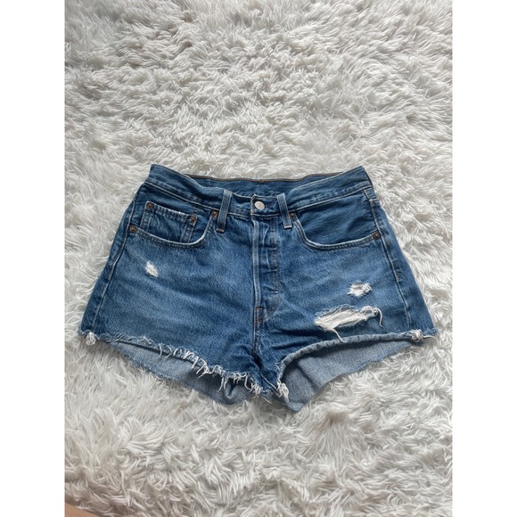 Levi's Pants - Levi's 501 Denim Shorts Distressed High Rise Cut Off Raw Hem